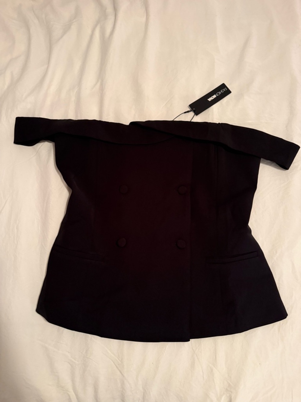 Fashion Nova Black Off-Shoulder Bustier Top